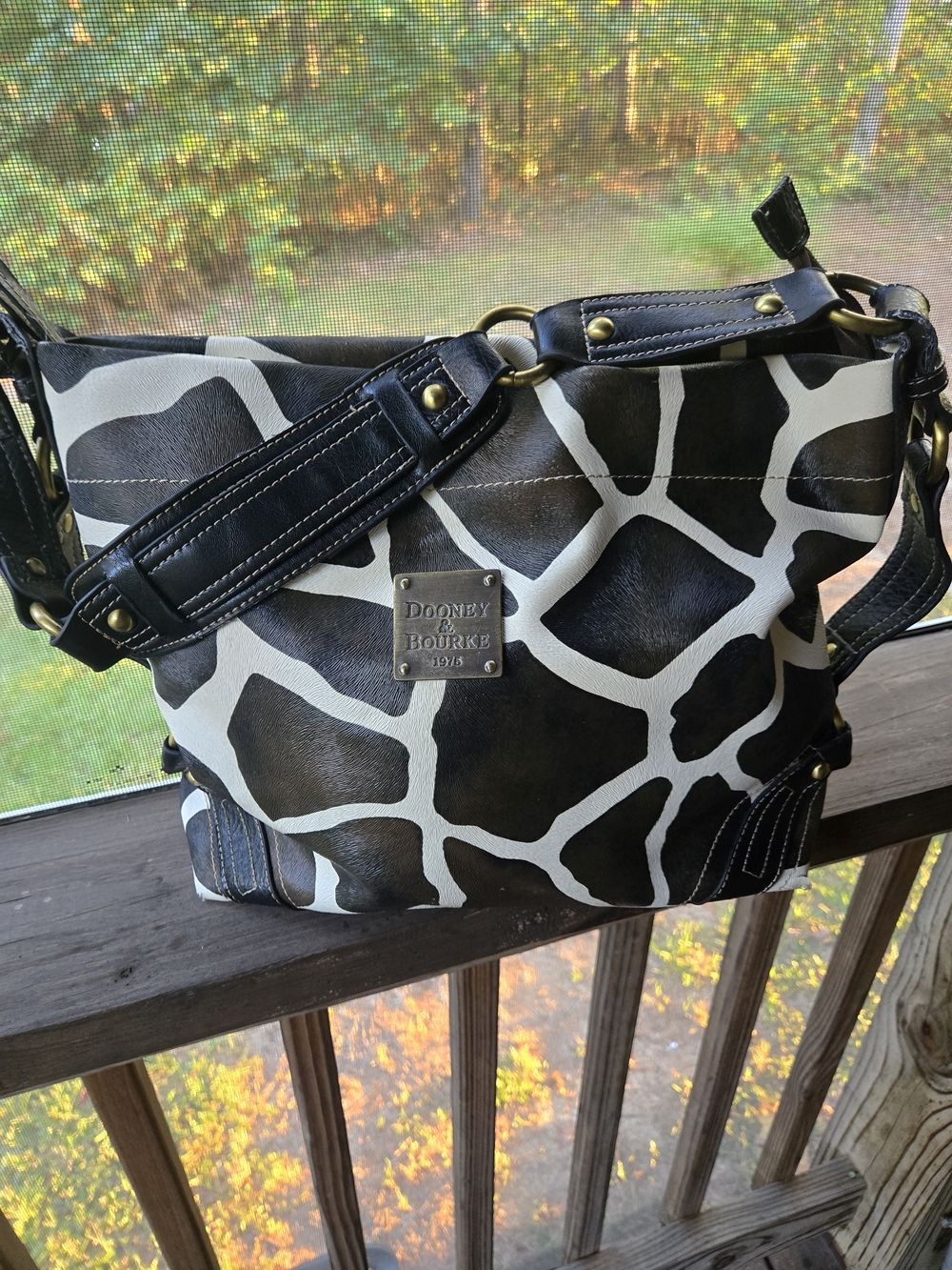 Vintage Dooney & Bourke Giraffe Print Shoulder Bag